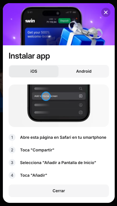 1win para iOS