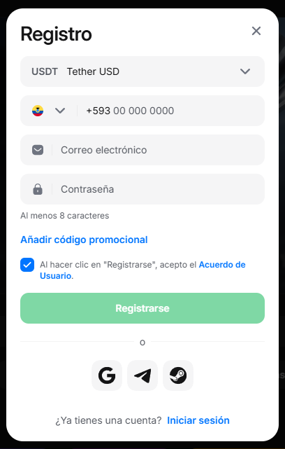 Cómo registrarse 1Win App