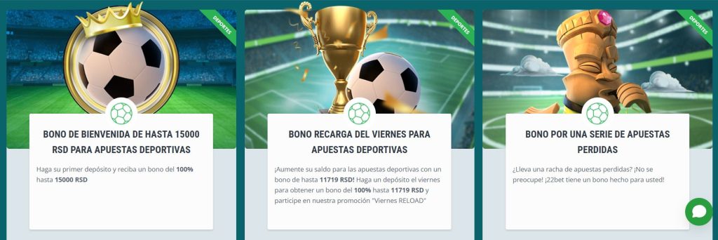 Bonos y códigos promocionales en la app de 22bet