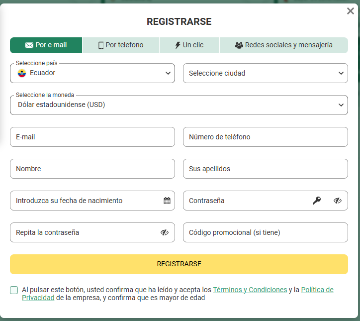 Cómo registrarse betwinner