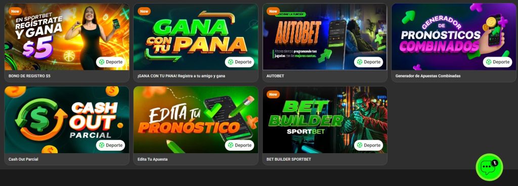 Bonos y códigos promocionales en la app de Sportbet