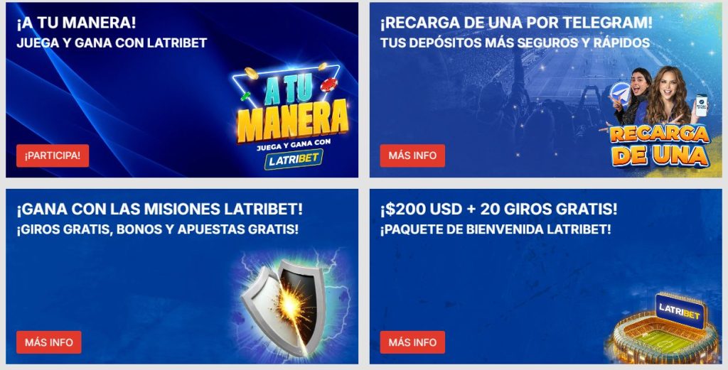 Bonos y códigos promocionales en la app de Latribet