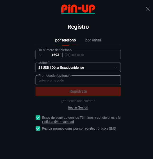 Cómo registrarse Pin up