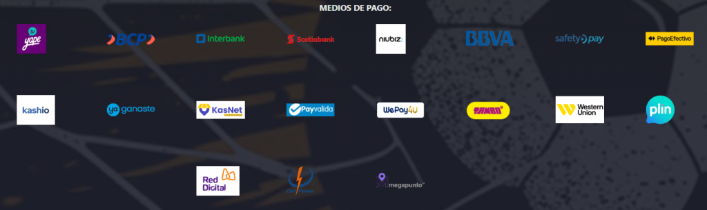 Métodos disponibles para recargar la cuenta