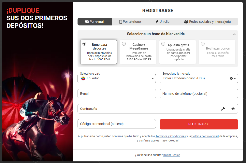Registro y verificación de la cuenta megapari