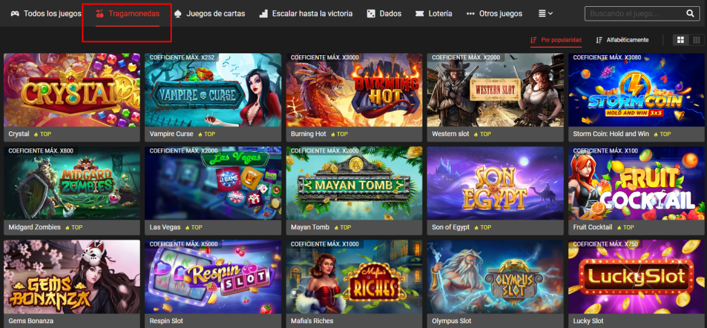 Casino online en la app móvil Megapari