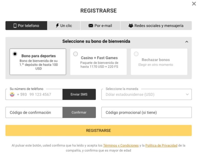 Pasos para crear una cuenta de Melbet